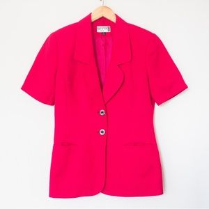 Kasper ASL Dress | Vintage 80’s/90’s Hot Pink Short Sleeve Blazer | Size 6